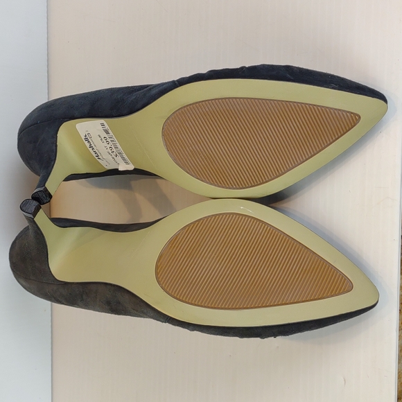 Enzo Angiolini Gray Suede "Sweetpea" Ruffled Ruched Vamp Bow Pointy Toe Heel NWT - Picture 12 of 13